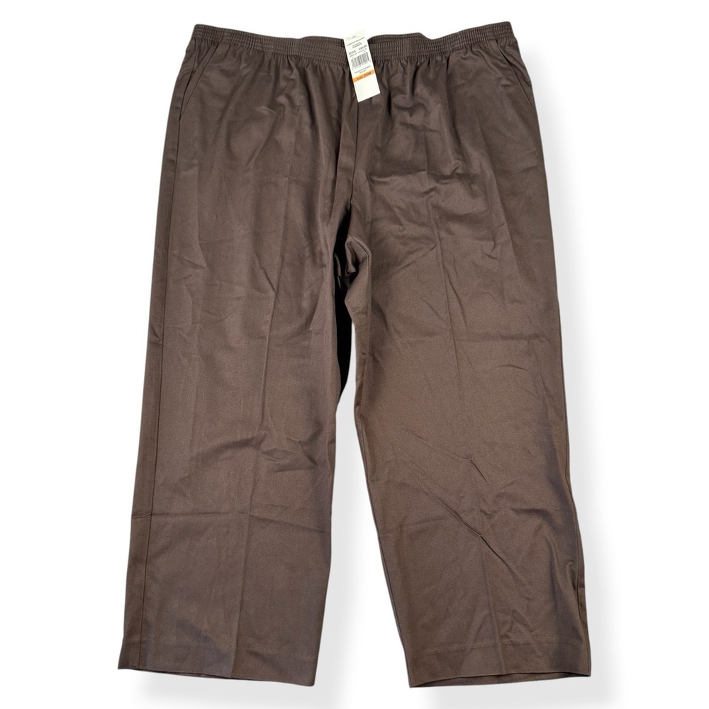 Alfred Dunner Classics Women 24W Brown Elastic Waist Pants Proportioned Short